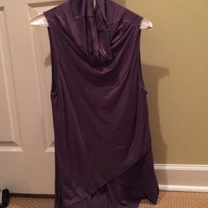 Sleeveless cowl neck assym top